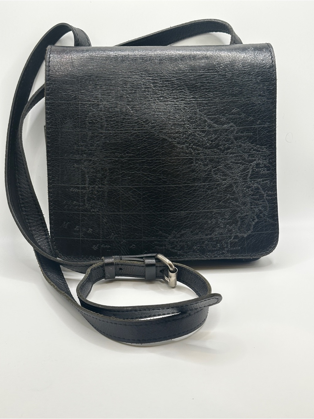 Patricia Nash Signature Map Black Leather Crossbody Bag